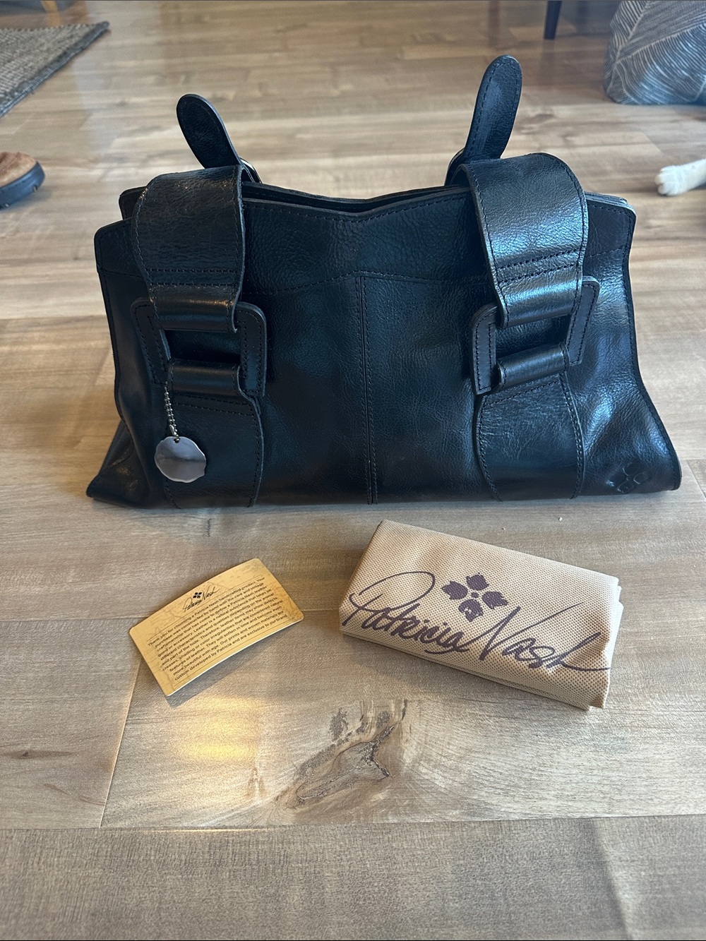 Patricia Nash Black Leather Buckle Satchel - Picture 2 of 13